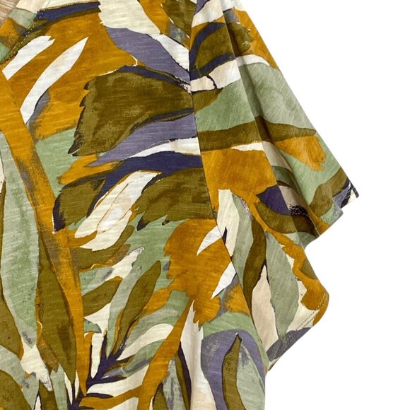 Rachel Zoe 100% Cotton Flutter SleeveTop | 3X | Multi-Color Abstract Leaf Print - Picture 6 of 12